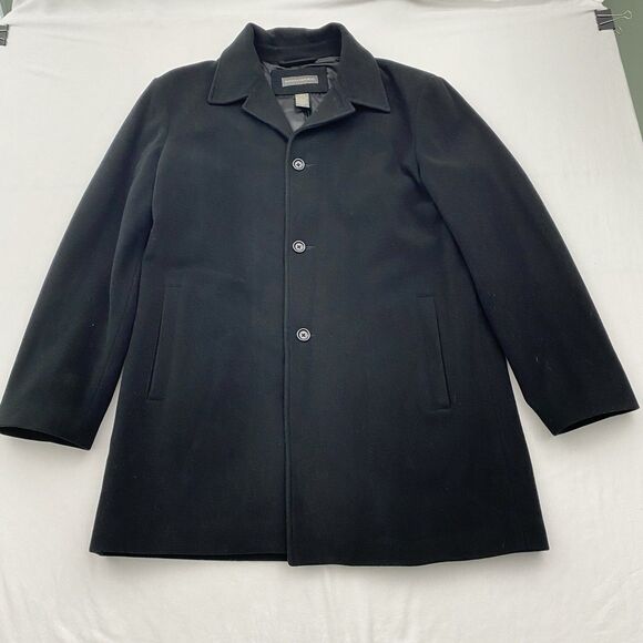 Banana Republic Pea Coat Mens Large Black Wool Cashmere Button Career Formal - Picture 1 of 10